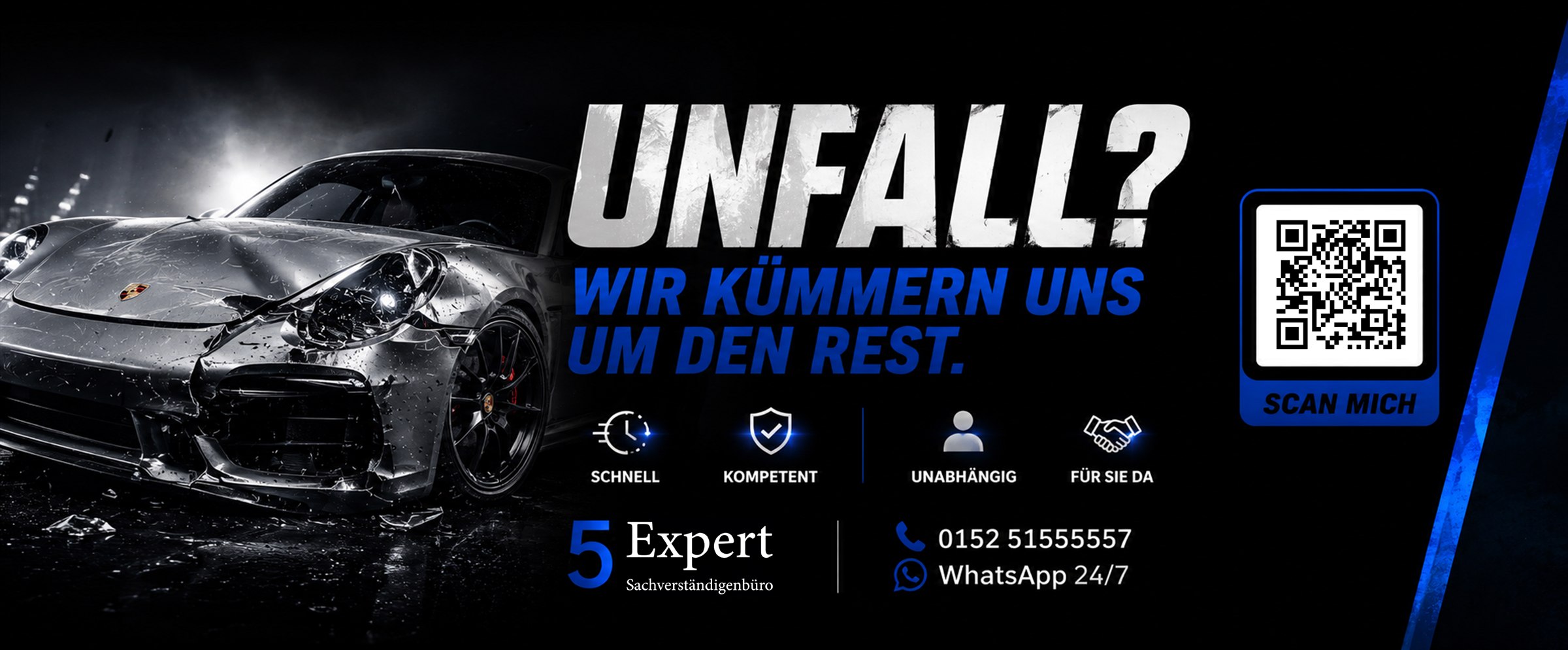 5 Expert Sachverständigenbüro · Unfall-Banner · 3,50 × 1,45 m