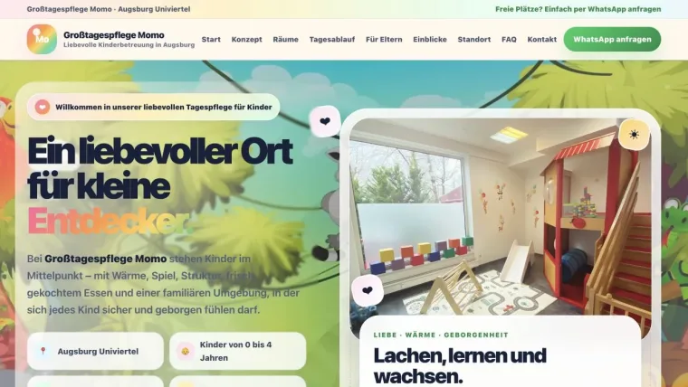 Website der Großtagespflege Momo in Augsburg