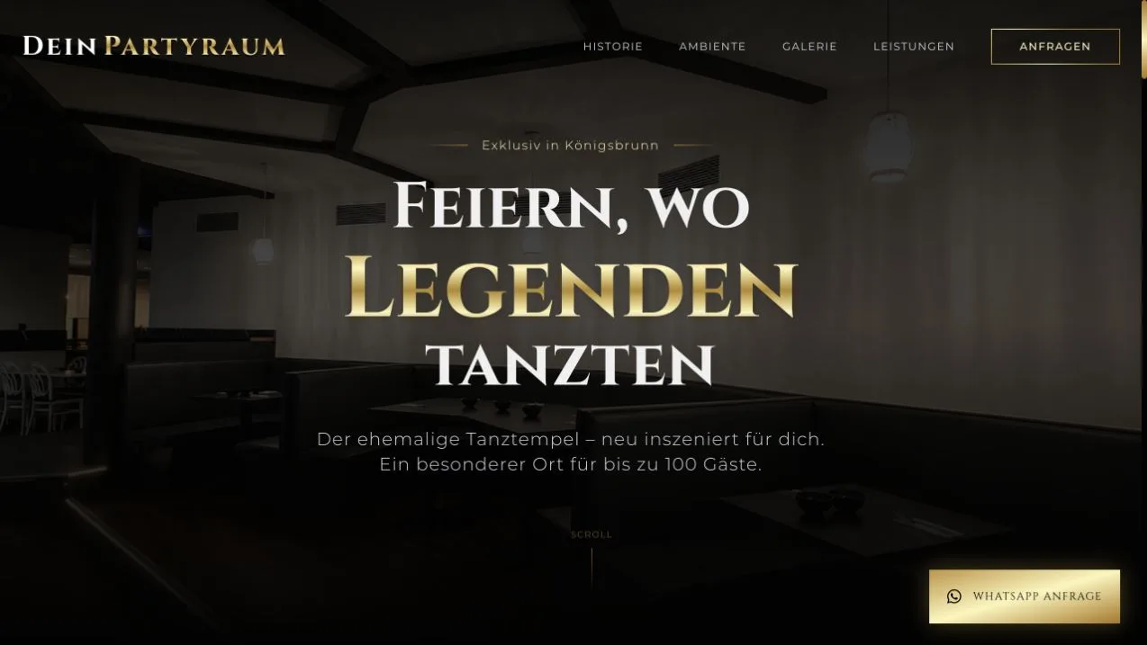 Aktueller Live-Screenshot der Website Dein Partyraum