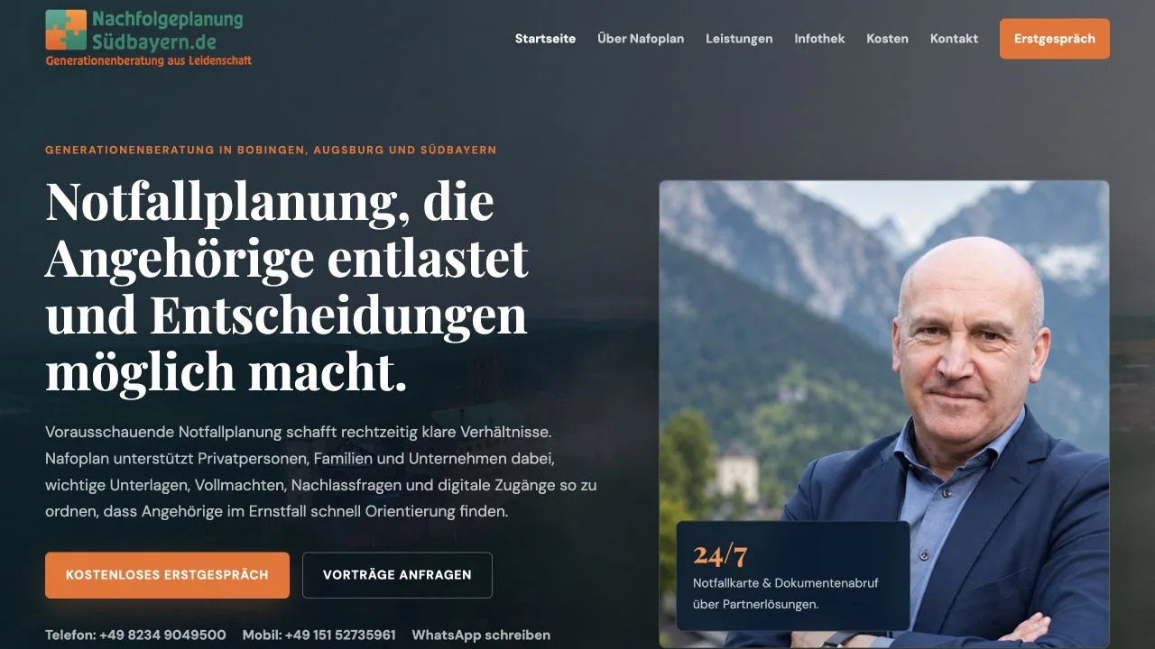 Aktueller Live-Screenshot der Website Nafoplan