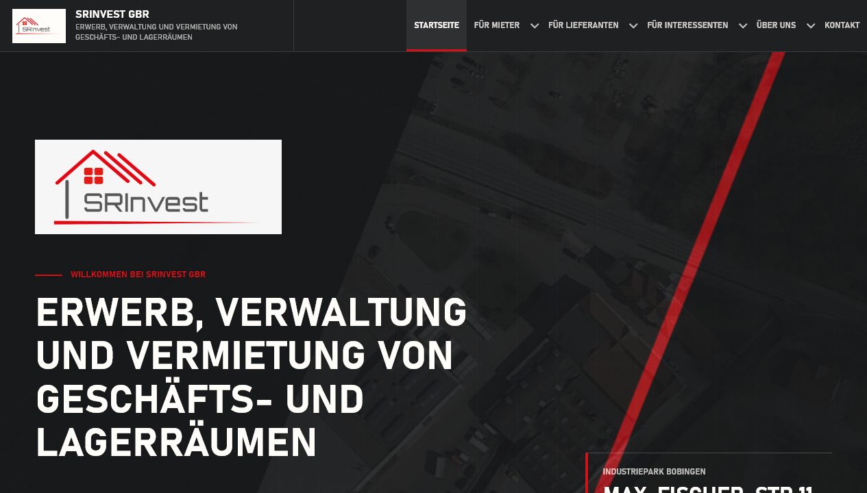 Live-Vorschau der Website SRInvest GbR