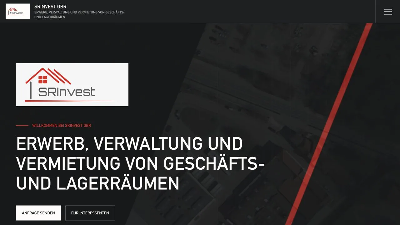 Live-Vorschau der Website SRInvest GbR