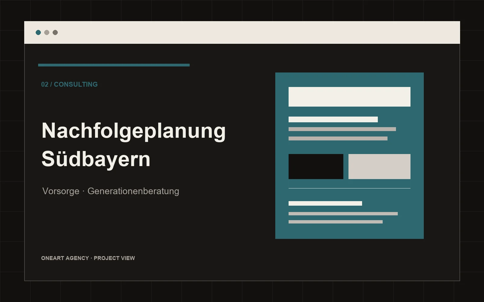 ONEART Projektvisual für Nachfolgeplanung Südbayern