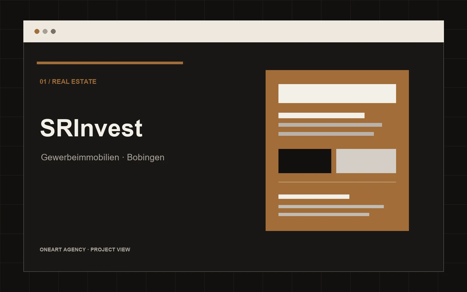 ONEART Projektvisual für SRInvest GbR